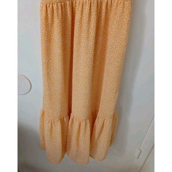 Mimi Chica Yellow Polka Dot Midi Dress S Puff Sleeve Tiered Cottagecore Milkmaid - Picture 4 of 9